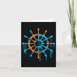 Sailor Ship Steering Wheel Graffiti Drops Sailing Card