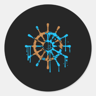 Sailor Ship Steering Wheel Graffiti Drops Sailing Classic Round Sticker