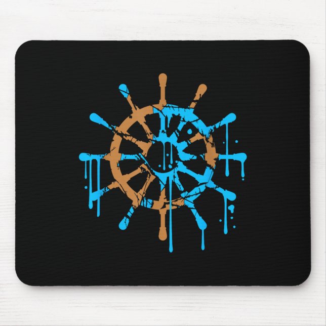 Sailor Ship Steering Wheel Graffiti Drops Sailing  Mouse Mat (Front)