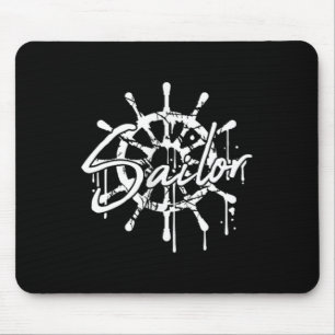 Sailor Ship Steering Wheel Graffiti Drops Sailing Mouse Mat
