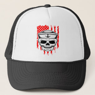 Sailor Skull & Flag  #USAPatriotGraphics  © Trucker Hat