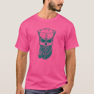 Sailor smoke a pipe sea tattoo motif print T-Shirt