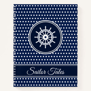 'Sailor Tales' Custom Text Template Maritime Style Notebook