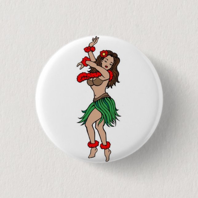 Sailor Tattoo - Hawaiian Hula Dancer - Button (Front)