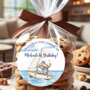 Sailor Teddy Bear Birthday Party Classic Round Sticker