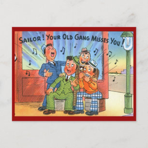 Sailor! The Gang Misses You! Vintage Postcard