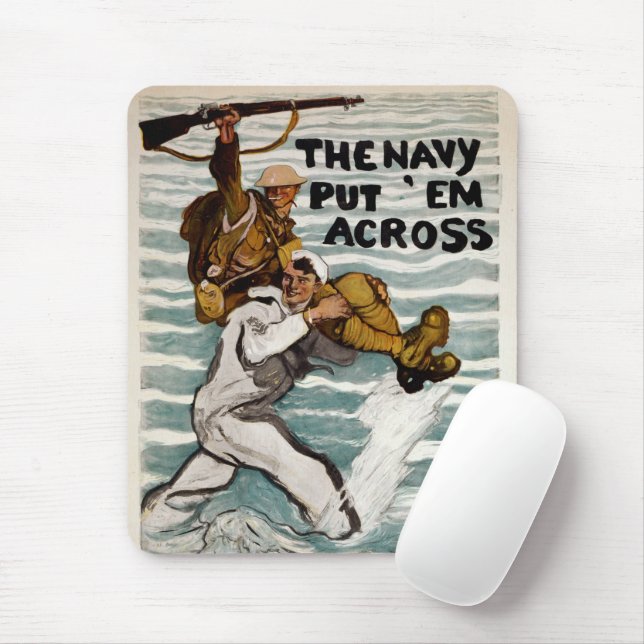 Sailor Wading As He Carries A Soldier On Shoulder Mouse Mat (With Mouse)