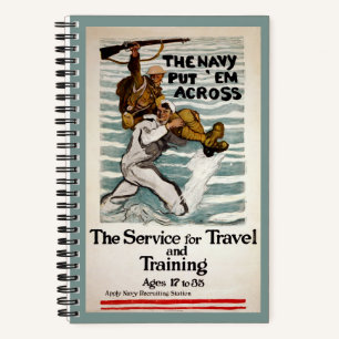Sailor Wading As He Carries A Soldier On Shoulder Notebook