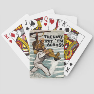 Sailor Wading As He Carries A Soldier On Shoulder Playing Cards