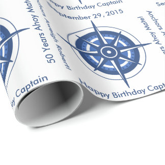 Sailor's 50th Birthday Customisable Nautical Wrapping Paper