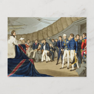 Sailors at Prayer on Board Lord Nelson's Ship Postcard