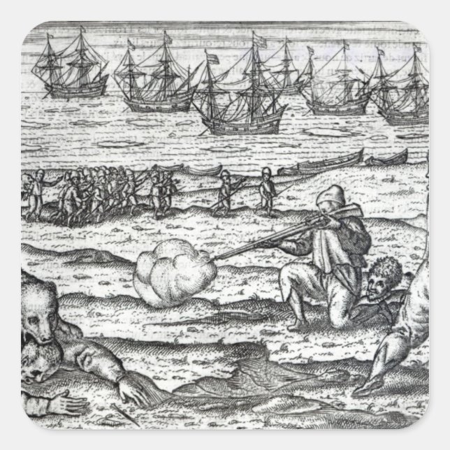 Sailors attacked by polar bears square sticker (Front)