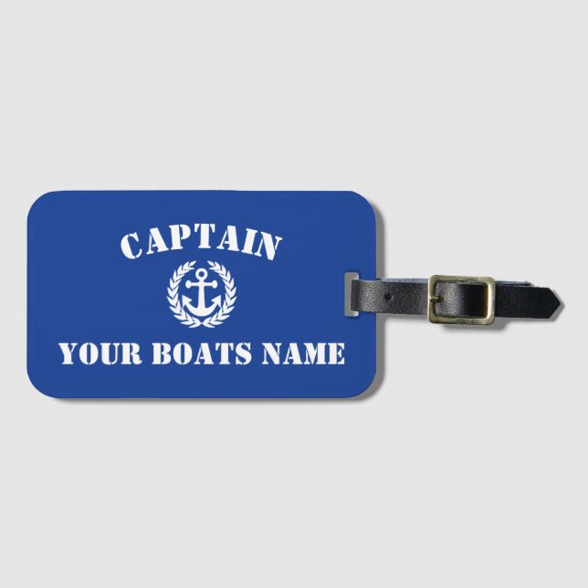 Sailors boat name and captain luggage tag (Front Horizontal)