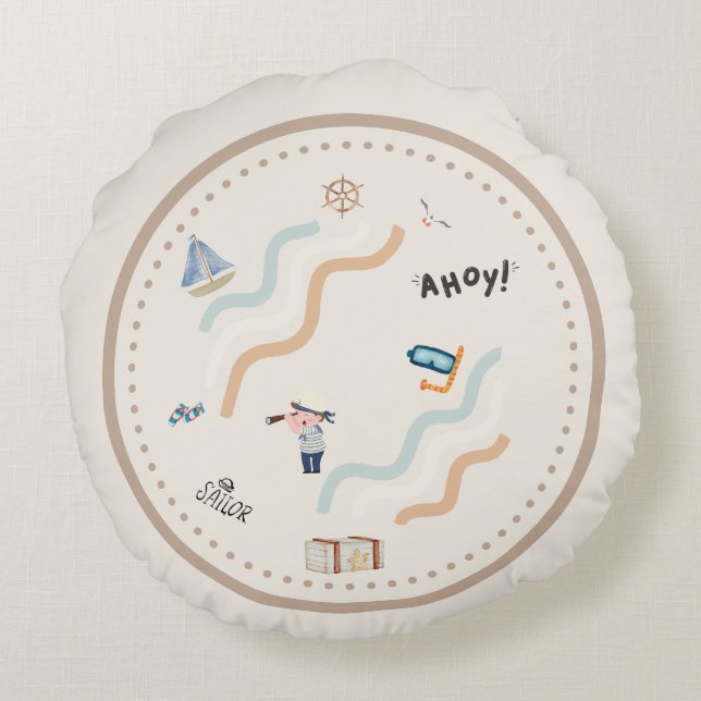 Sailor's Dream Nursery Round Pillow (Back)