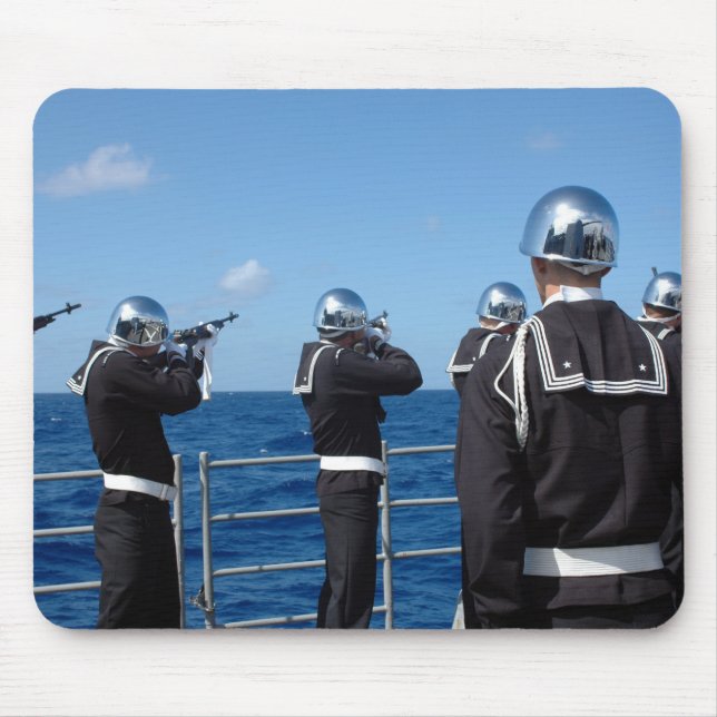 Sailors fire a gun salute during a burial-at-se mouse mat (Front)