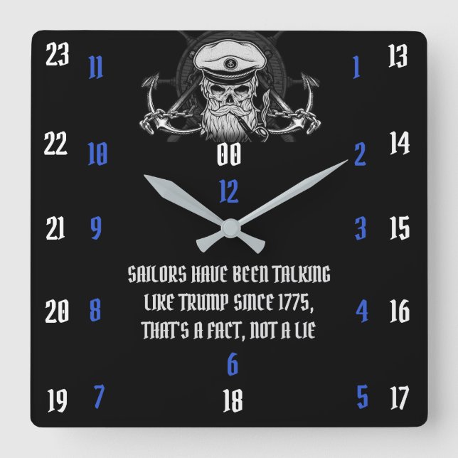 SAILORS HAVE BEEN TALKING LIKE TRUMP SQUARE WALL CLOCK (Front)
