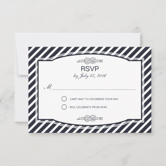 Sailor's Knot Navy Wedding RSVP Cards (Front)