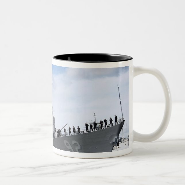 Sailors man the rails Two-Tone coffee mug (Right)