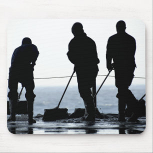 Sailors sweep out the hangar bay mouse mat