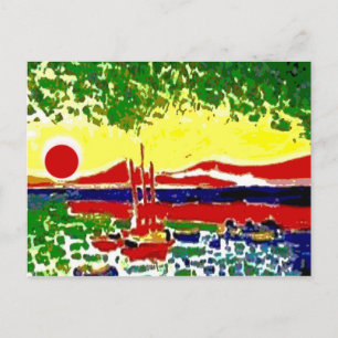 Sails and Beach Sunset Postcard