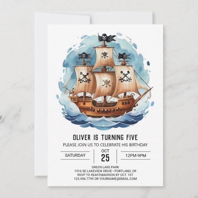 Sails Custom Happy Pirate Birthday Invitation (Front)