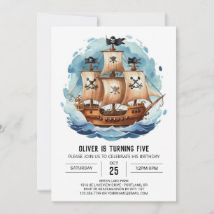 Sails Custom Happy Pirate Birthday Invitation