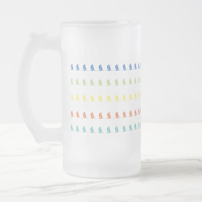 Sails Frosted Glass Beer Mug (Left)