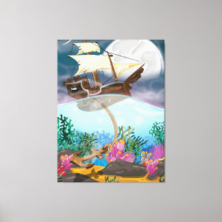 Sails ship dropping anchor canvas print