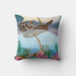 Sails ship dropping anchor cushion