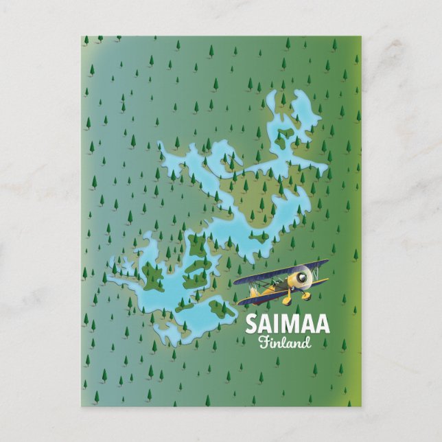 Saimaa Lake Finland map Postcard (Front)
