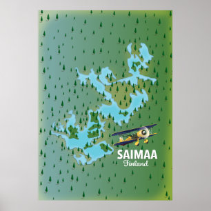 Saimaa Lake Finland map Poster