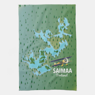Saimaa Lake Finland map Tea Towel