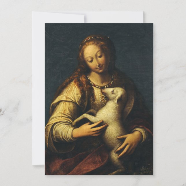 Saint Agnes by Orsola Maddalena Caccia Holiday Card (Front)