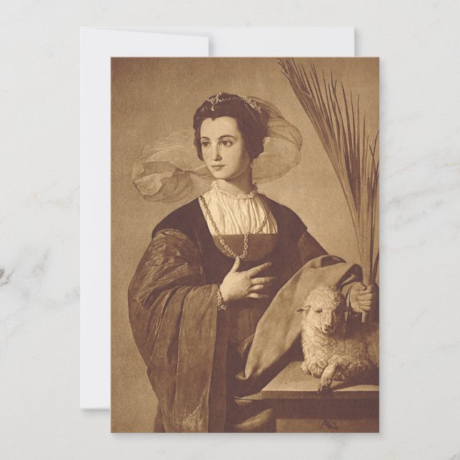 Saint Agnes Martyr by Alonso Cano  Holiday Card (Front)