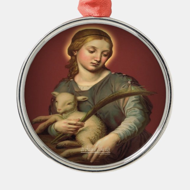 Saint Agnes of Rome Metal Tree Decoration (Front)