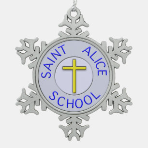 Saint Alice School Colour Patch Snowflake Pewter Christmas Ornament