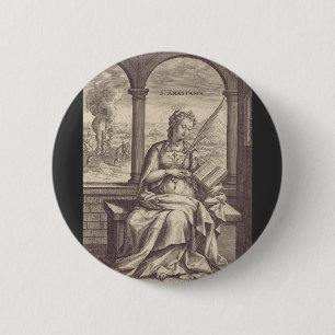 Saint Anastasia the Deliverer Black & White Art 6 Cm Round Badge