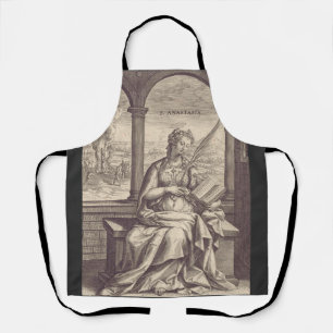 Saint Anastasia the Deliverer Black & White Art Apron