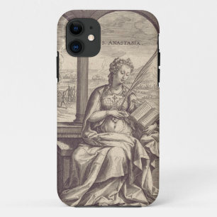 Saint Anastasia the Deliverer Black & White Art  iPhone 11 Case