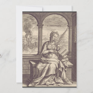 Saint Anastasia the Deliverer Black & White Art  Invitation