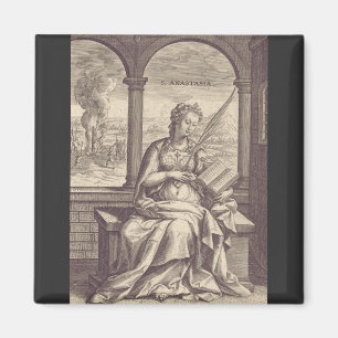 Saint Anastasia the Deliverer Black & White Art  Magnet