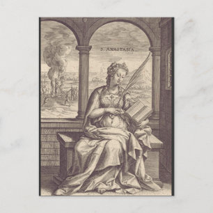 Saint Anastasia the Deliverer Black & White Art Postcard