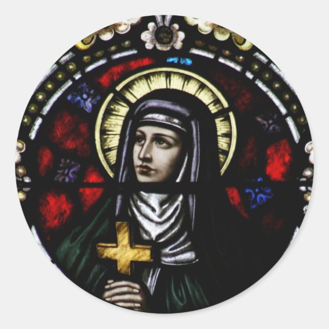 Saint Angela Merici Stained Glass Art Classic Round Sticker (Front)