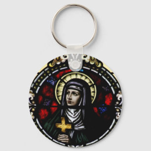 Saint Angela Merici Stained Glass Art Key Ring