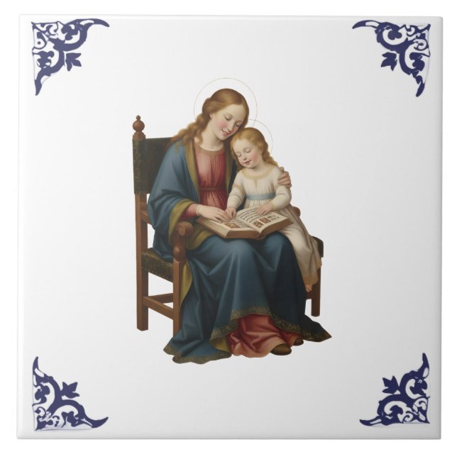Saint Anne Teaching Mary Religious Tile (Front)