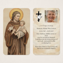 Saint Anthony Funeral Prayer Card