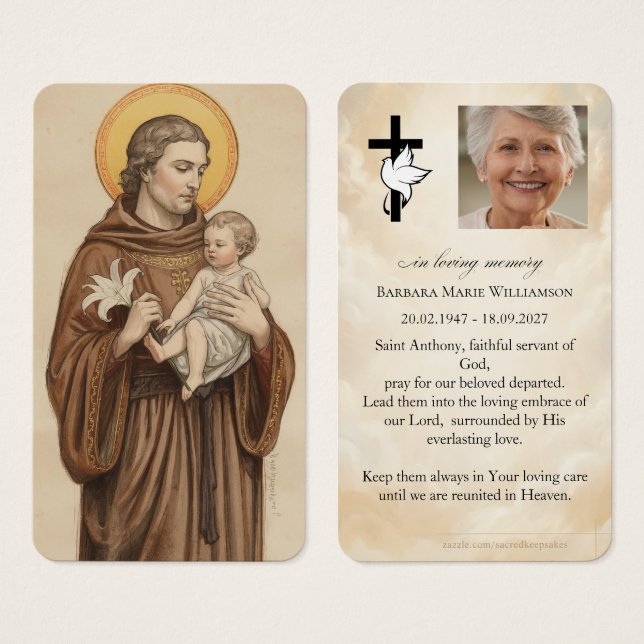Saint Anthony Funeral Prayer Card (Front & Back)