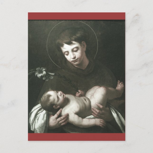 Saint Anthony of Padua Holding Baby Jesus Postcard (Front)