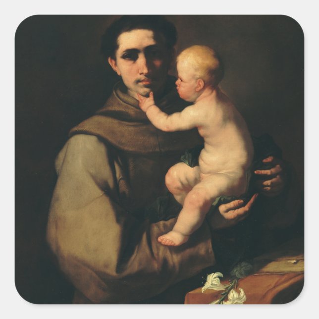 Saint Anthony of Padua Light of Padua Fine Art Square Sticker (Front)