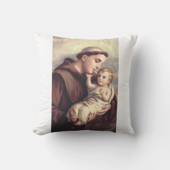 Saint Anthony of Padua Patron of Lost Things Cushion (Front)